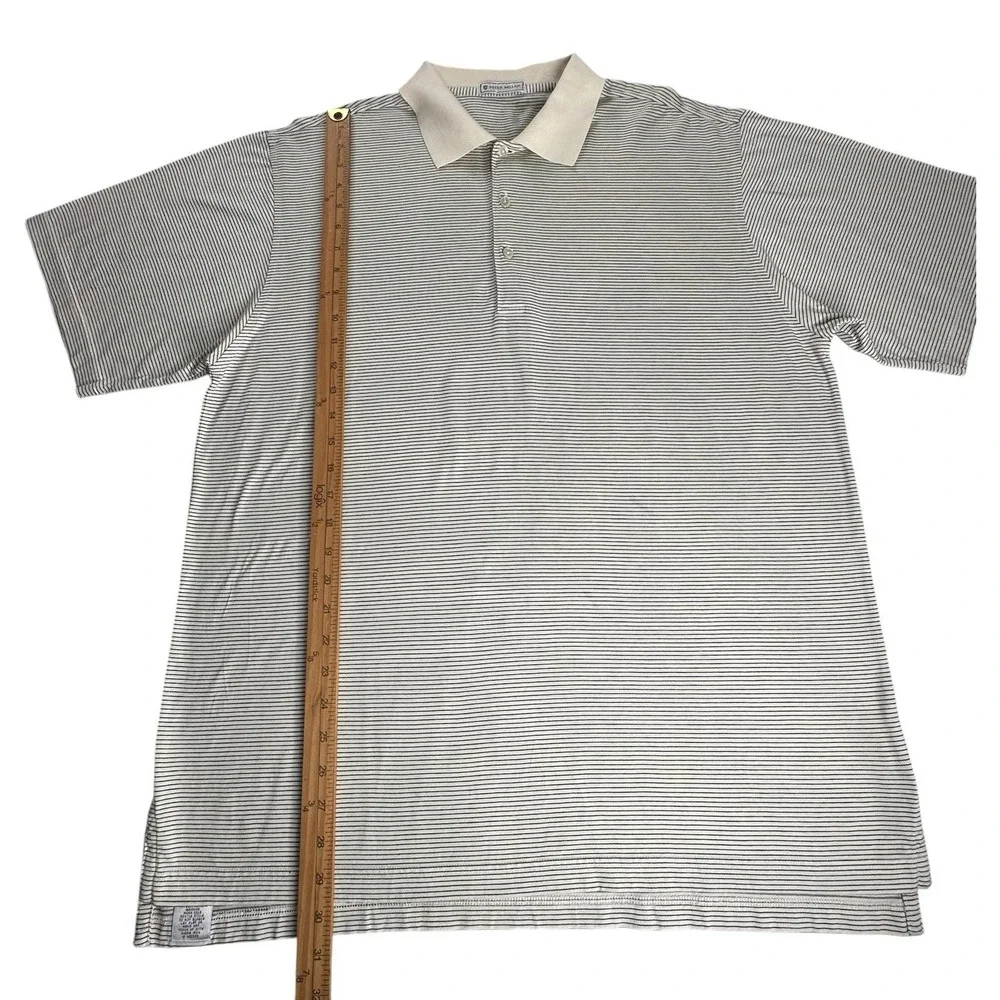 Peter Millar Men's Tan Polo Shirt Size Large Cotton Stripe